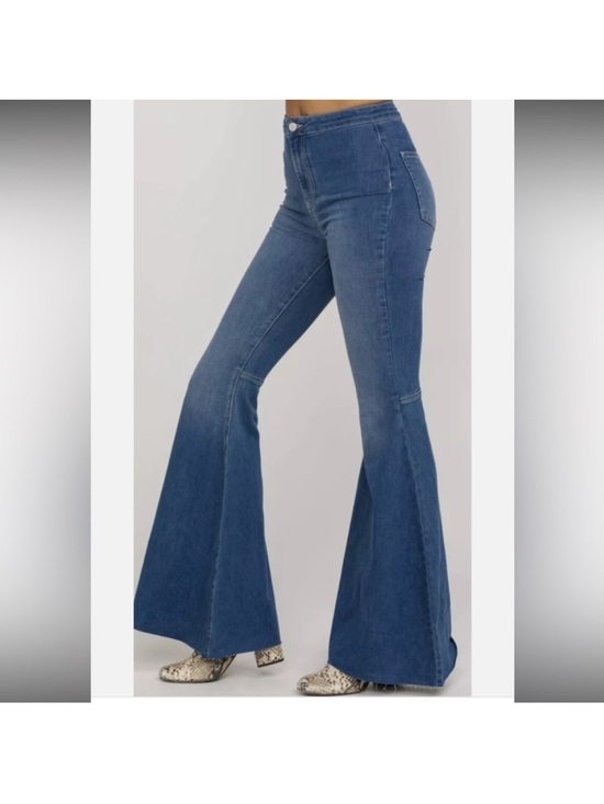 Free People Denim - Free People Float On Flare Jeans High Rise Medium Wash Bell Bottom Size 28